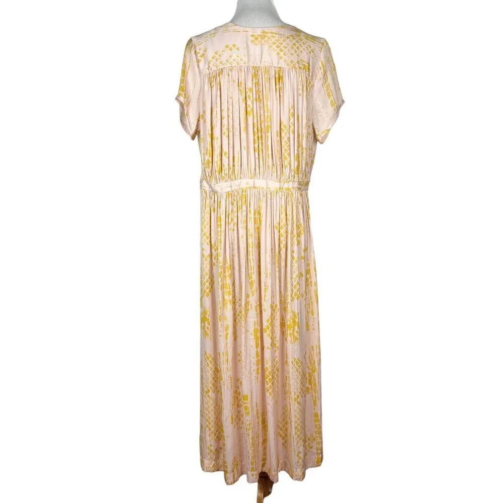 Free People Satin Kimono Duster Robe Top Womens Large Pink Long - Picture 5 of 13